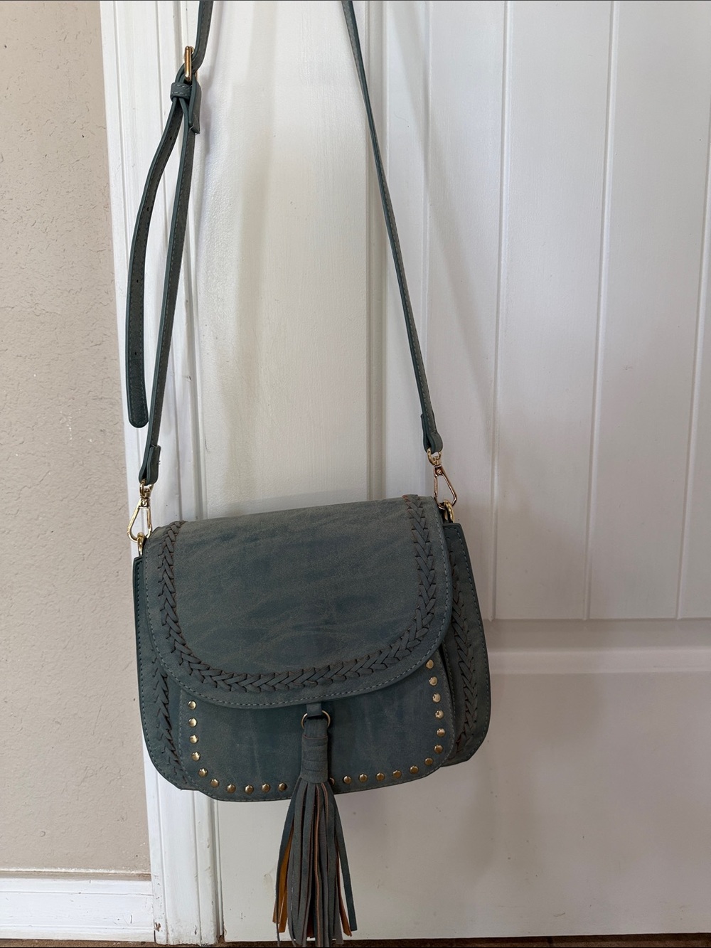 Women's Dark Teal Crossbody Bag with Tassel